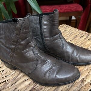 Women's Rieker Brown Leather Ankle Boots